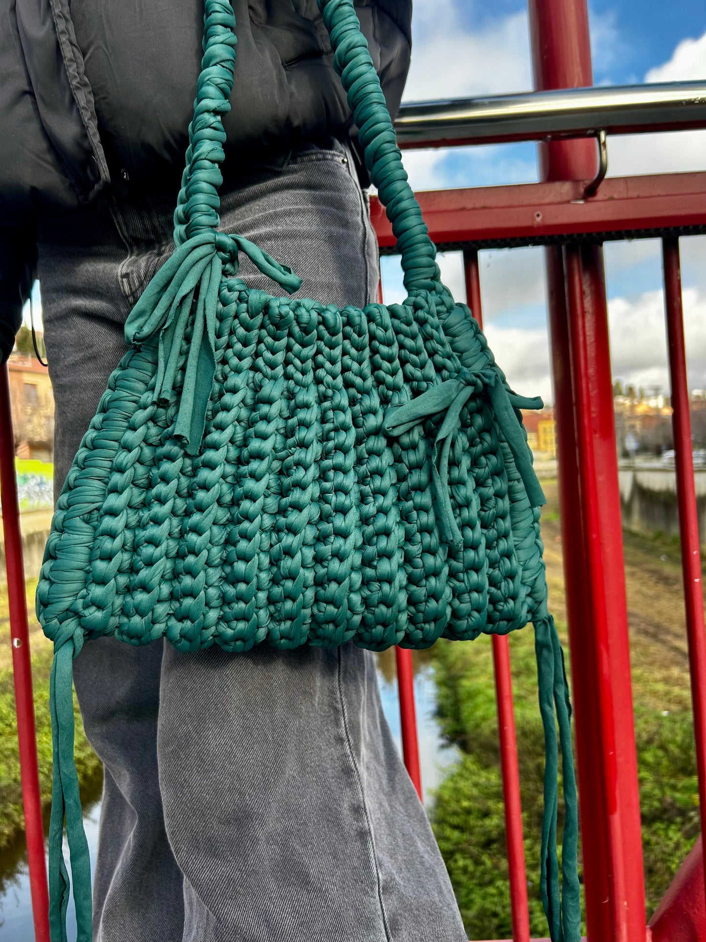 Handmade Green Shoulder Bag
